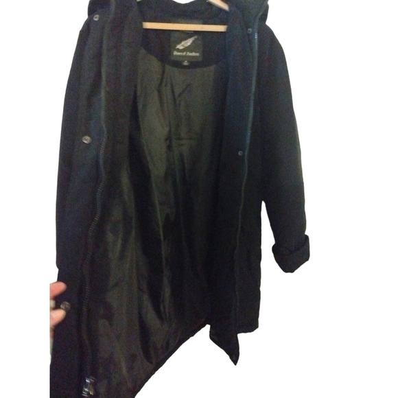 Down Feather Coat Centigrade Outwear Black Puffer Style Detach Hood Zip & Snap M - Picture 6 of 14